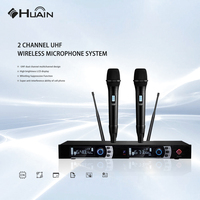 HUAIN Système de Sonorisation Professionnel Complet avec Système de Microphone sans Fil UHF, Table de Mixage Audio et Enceinte Passive 15 Pouces