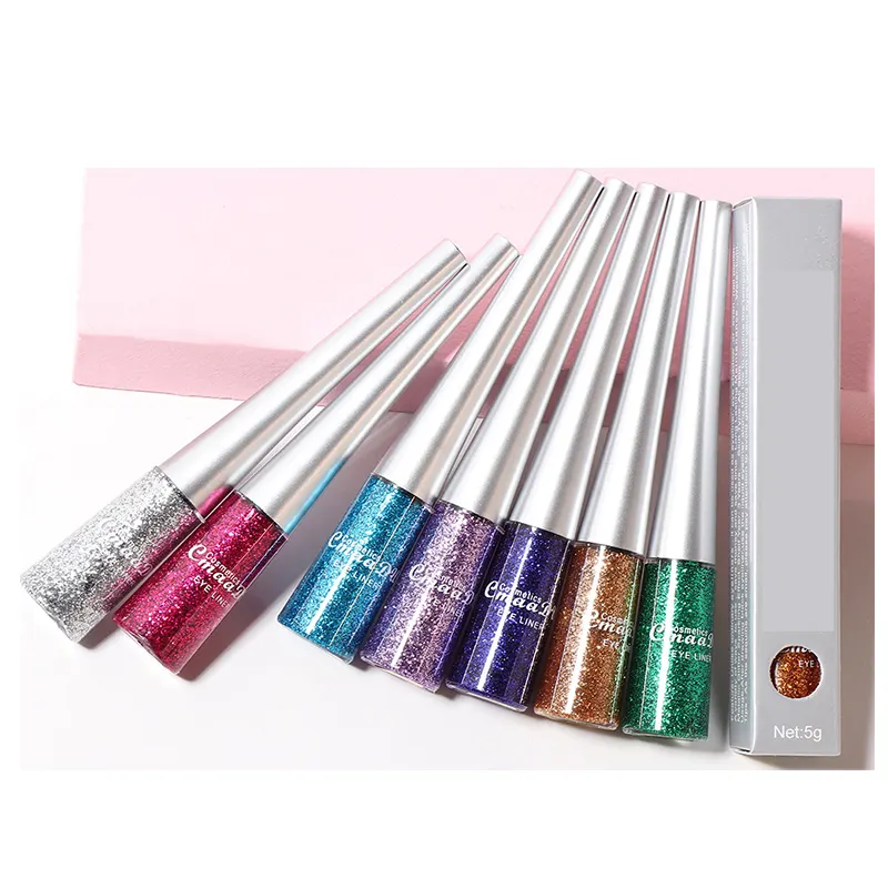 Vloeibare Eyeliner Voor Vrouwen, Hoge Gepigmenteerde Langdurige Regenboog Eyeliner Potlood Snel Droge Ogen Make-Up, Metallic Glitter Eyeliner