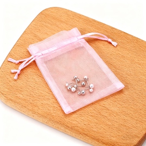 Sac à cordon en organza polyester personnalisé, sac de rangement pour bijoux, boucles d'oreilles, sac cadeau transparent, sac de fête de Noël miniature - Product Image 5