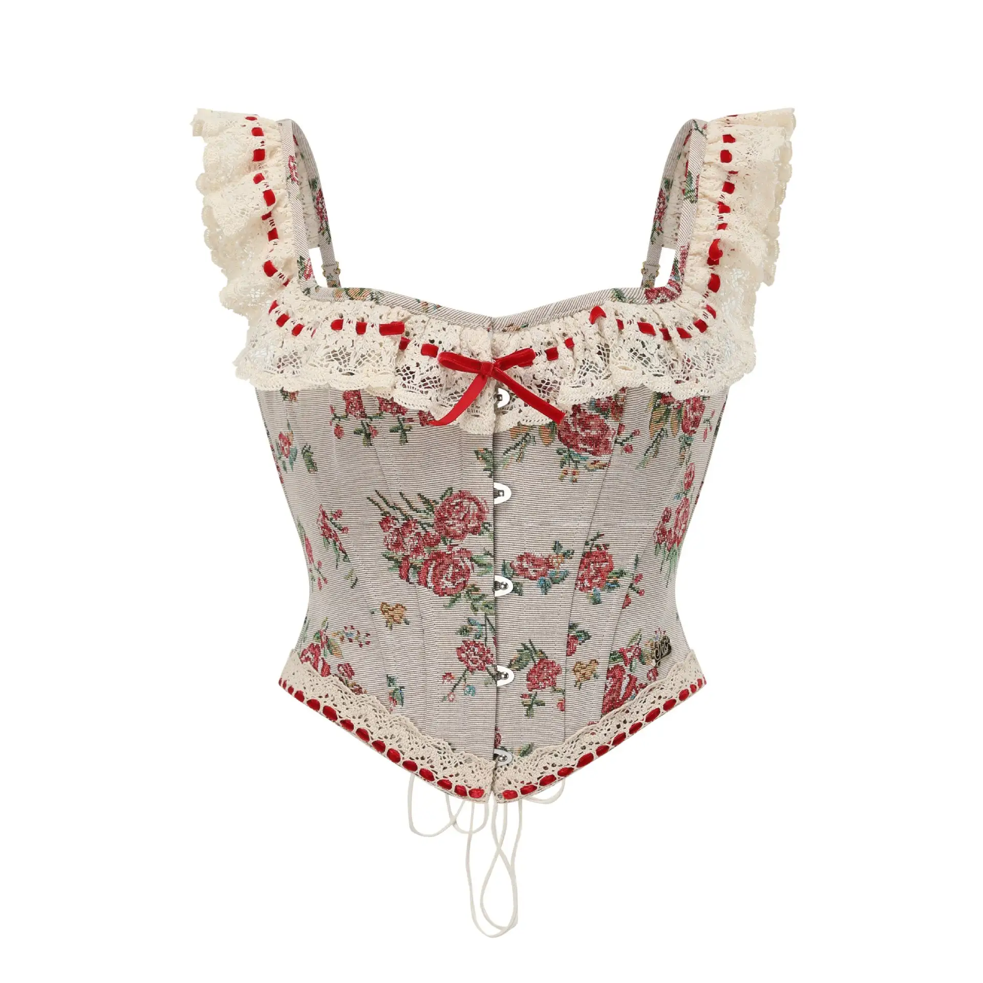 Rose Christmas House French classical court jacquard fabric waist fish bone corset to wear the top tank tops customized