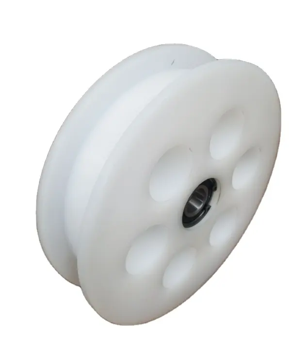 High quality light weight plastic nylon round belt pulley wheels supplier
