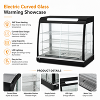 Vitrine chauffante commerciale pour boulangerie, vitrine chauffante à verre incurvé pour gâteaux, pains et pâtisseries