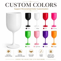 Verre à vin en plastique incassable sans BPA, réutilisable, couleur unie, gobelet, calice pour le camping en plein air, la fête au bord de la piscine, le mariage