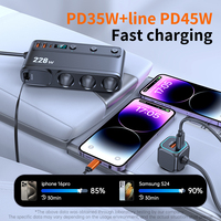 228W Auto-Ladegerät mit 3 Steckdosen, Zigarettenanzünder-Verteiler, 9 USB-C-Anschlüsse, PD45W, einziehbares 1M Verlängerungskabel, Auto-Ladeadapter