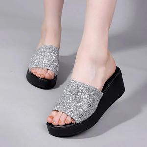 Ladies Summer Spring Autumn Sandals Slippers Wholesale Platform Chunky Wedge Heel Shoes Lighted Cushioning Features for Women - Product Image 2