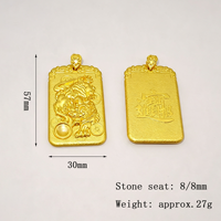Breloque Pixiu rectangulaire en alliage de zinc plaqué or 18 carats, style chinois, incrustation en résine 3D en relief pour la fabrication de colliers faits à la main