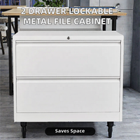 Armoire de classement latérale à 2 tiroirs, métallique, verrouillable, industrielle, modulaire, pour salle de sport, avec rail de classement suspendu, autoportante