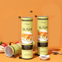 Tube cylindrique pour sushi avec couvercle, personnalisable, avec compartiment pour sauce soja, pour restaurant