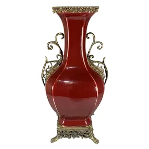 Besondere rote Messing Heimdekoration Keramik Platz chinesische antike Bronze Vasen jingdezhen Heimdekoration Keramik individuell