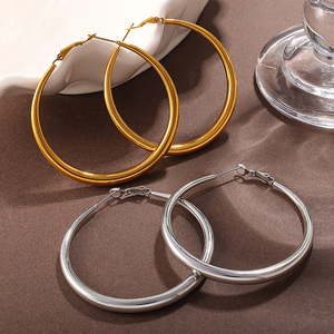 Hoop Earrings Zinc Alloy Stainless Steel <b>Post</b> <b>Round</b> Geometric Party Fashion Earrings EH02 - Product Image 2