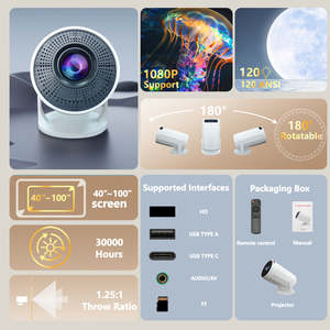 Projecteur avec WiFi, mini projecteur de films, prend en charge la Full HD, synchronisation de l'écran du smartphone par WiFi/câble USB pour projecteur de cinéma maison - Product Image 3