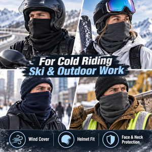 <span class=keywords><strong>Cagoule</strong></span> thermique double couche hiver, isolante, en polaire épaisse, coupe-vent, sous-casque, masque facial pour ski, cyclisme, travail extérieur - Product Image 4