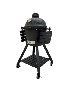 Grill Kamado in Ceramica Moderno da 16 Pollici Modello MK16Pro, Grande a Forma di Uovo, Grigio Opaco, Liscio, con Carrello <span class=keywords><strong>BBQ</strong></span> e Affumicatore in <span class=keywords><strong>Ghisa</strong></span> - Product Image 2