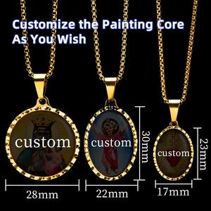 जेसस जेस्स का पवित्र हृदय, धार्मिक विडंपधारी धार्मिक छवियों को ठीक पेलेंट नेकलेस नेकलेस हार - Product Image 2