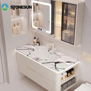 Mobile Bagno Moderno StoneSun con Lavabo in Marmo Bianco Calacatta Viola per Arredamento Casa e Appartamento - Product Image 4