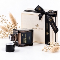 Diffuseur de parfum d'ambiance personnalisé en verre noir mat 50 ml avec bâtonnets diffuseurs floraux pour chambre, salle de bain, bureau