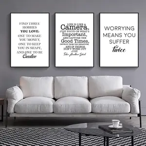 Canvas Poster Quote Wall Art Motivational Positive Energy Phrases Words Black And White Minimalist Decor Home Decoration