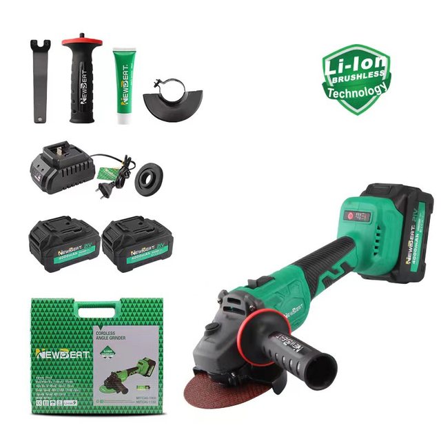 NewBeat Wholesale Variable 115mm Speed Angle Grinder with Battery Portable Brushless Heavy Duty Grinders Powered Handle Tool