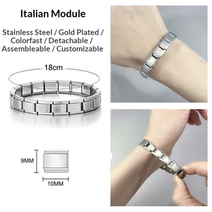 Bracciale Modulare Unisex in Acciaio Inossidabile Italiano, Catena Placcata Argento e Oro, Design Compatto di Nicchia, Fai-da-te, Delicato e Versatile - Product Image 5