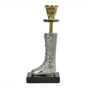 Equestrian Candle <b>Stand</b> Silver And Gold Metal Candle Holder Table Decoration Items Handcrafts Sculpted Horse <b>Boot</b> Candle Holder - Product Image 1