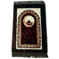 Tapis de prière islamique pliant, Tapis de prière musulman arabe, en tissu peluche, portable