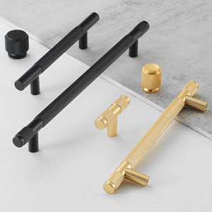 Modern Aluminum Alloy Bar Handles <b>Black</b> Gold Scandinavian Style Wardrobe Cabinet Drawer Pulls Durable Engraved Design - Product Image 1