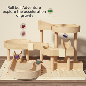 Ensemble de circuit de billes en bois de luxe éducatif à haut niveau de sécurité, jouets de construction pour l'éveil des enfants - Product Image 4