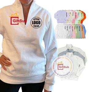 Sweatshirts à capuche unisexes en polyester 1/4 à sublimation Sweatshirts à capuche légers à manches longues et col montant - Product Image 2