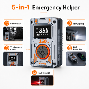 Portable 150 PSI Cordless Tire Inflator 20L/Min Digital Air Compressor Pump with LED SOS <b>Light</b> for Car Motorcycle <b>Bicycle</b> - Product Image 2