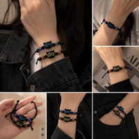 Bracelet en fil de soie avec petit chat noir mignon fait main Novito pour unisexe, mode, anniversaire