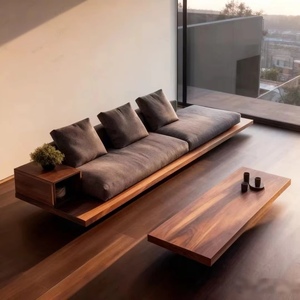 Nouveau canapé multifonction en bois massif de noyer noir d'Amérique du Nord de style Zen haut de gamme à trois places pour bureau, hôtel, maison d'hôtes, villa - Product Image 4