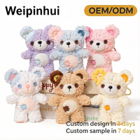 Ours en peluche marron super doux avec boutons personnalisés ODM du fabricant, jouet en peluche pour enfants, anti-stress