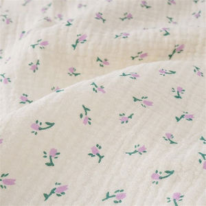 Tela de Muselina de Doble Gasa 100% Algodón con Estampado Floral Personalizado y Estampado de Dibujos Animados para Pijamas y Mantas de Bebé - Product Image 5