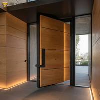 Porte pivotante en bois au design moderne haut de gamme avec profil noir pour entrée extérieure de villas/maisons - Anti-effraction et étanche
