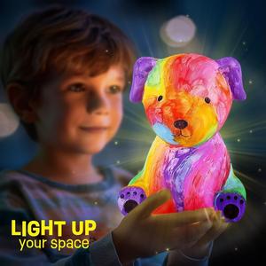 XR Meilleures ventes : Veilleuse chat et chien en blanc brut à peindre soi-même, jouets à presser transfrontaliers avec décor graffiti chat et chien - Product Image 4