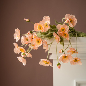 Bouquet de fleurs artificielles de pavot islandais Haiyi, fleurs en soie pour mariage et décoration intérieure, orange et blanc - Product Image 4