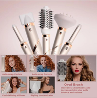 Ensemble d'outils de coiffure professionnels électriques 6-en-1 en tourmaline, brosse sèche-cheveux pliable, lisseur, peigne chauffant, boucleur 360