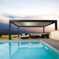 Pergola de jardin en aluminium avec toit à lamelles motorisé, imperméable, pour extérieur résidentiel