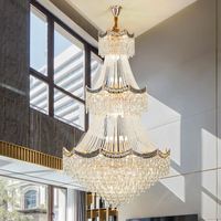 Lámpara Colgante de Estilo Dúplex para Villa, Forma Larga y Elegante, Lámpara de Cristal K9 Moderna para Banquetes, Lámpara Colgante LED Grande de Lujo Moderno