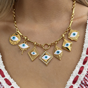 Evil Eye Pendant Necklace Women's Stainless Steel Geometric Charm Chain Jewelry Gift Fashion Accessory - Product Image 1