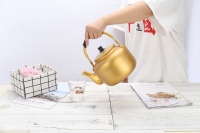 60 pièces/carton, bouilloire en aluminium vintage 1L, écologique, compatible gaz et induction, usage domestique et commercial, couleur dorée