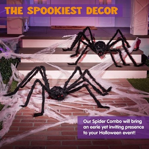Venta al por mayor de adornos de araña de felpa extragrandes, nuevo diseño, accesorios para fiesta de <span class=keywords><strong>Halloween</strong></span>, superventas, Araña, juega trucos - Product Image 6