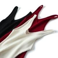 Service OEM Robe maxi en cachemire écologique à col en V et bretelles spaghetti, style vintage ajusté et évasé, sans manches, pour femmes