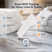 Étiquettes de lavage en silicone personnalisées avec puce RFID intégrée, logo de marque imprimé, étiquettes de soin lavables pour veste de travail, pour le suivi des vêtements