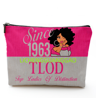 Sac de Maquillage TOP LADIES of DISTINCTION TLOD pour Sororité, Trousse de Maquillage, Cadeaux de Sororité, Pochette Zippée, Sac Cosmétique pour Sœur d'Esprit