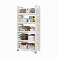 Chariot de rangement roulant 5 niveaux blanc avec étagères ouvertes pour salle de bain et cuisine – Offre spéciale