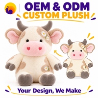 Peluche personnalisée OEM super douce en forme de vache, jouet en peluche pour enfants, cadeau d'anniversaire, de Noël ou de fêtes, peluches personnalisées