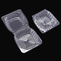 Conteneur jetable en plastique PET pour la restauration rapide, hamburgers, sandwichs, pizzas, gâteaux, à emporter, avec boîte en blister transparente à couvercle en forme de coquille