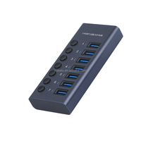 Hub USB 3.0 de Alta Velocidad con 10 Puertos Individuales y Carga Rápida PD para Laptop/PC, Divisor USB Alimentado, Estación de Expansión