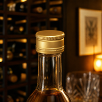 Fermeture de bouteille en métal doré mat de qualité supérieure, anneau moleté façonné pour l'emballage de bouteilles de vin, de brandy et de spiritueux, fourniture personnalisée